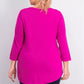 JM Collection Top feminino plus size com decote redondo, rosa médio, tamanho OX