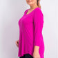 JM Collection Top feminino plus size com decote redondo, rosa médio, tamanho OX