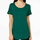 Top feminino com decote redondo JM Collection, verde, tamanho grande