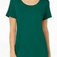 Top feminino com decote redondo JM Collection, verde, tamanho grande