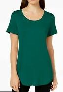 Top feminino com decote redondo JM Collection, verde, tamanho grande