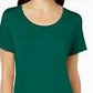 Top feminino com decote redondo JM Collection, verde, tamanho grande