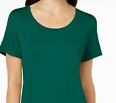 Top feminino com decote redondo JM Collection, verde, tamanho grande