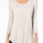 JM Collection Top feminino com decote redondo, bege escuro, tamanho 2, extra grande