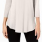 JM Collection Top feminino com decote redondo, bege escuro, tamanho 2, extra grande