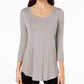 Top feminino com decote redondo JM Collection, tamanho extra grande, cor areia
