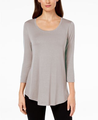 Top feminino com decote redondo JM Collection, tamanho extra grande, cor areia