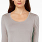 Top feminino com decote redondo JM Collection, tamanho extra grande, cor areia