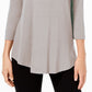 Top feminino com decote redondo JM Collection, tamanho extra grande, cor areia