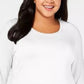 JM Collection Top feminino plus size com decote redondo, branco, tamanho 1X