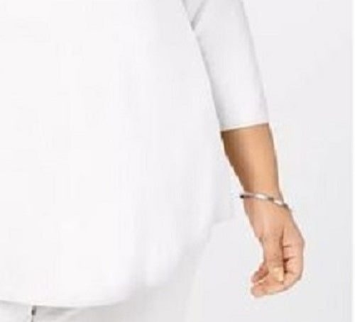 JM Collection Top feminino plus size com decote redondo, branco, tamanho 1X