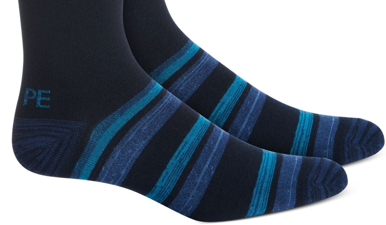 Meias Perry Ellis Masculinas Bamboo Double Stripe Navu Tamanho 7-12