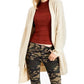Cardigan texturizado com abertura frontal para jovens, tamanho extra grande, bege