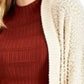 Cardigan texturizado com abertura frontal para jovens, tamanho extra grande, bege