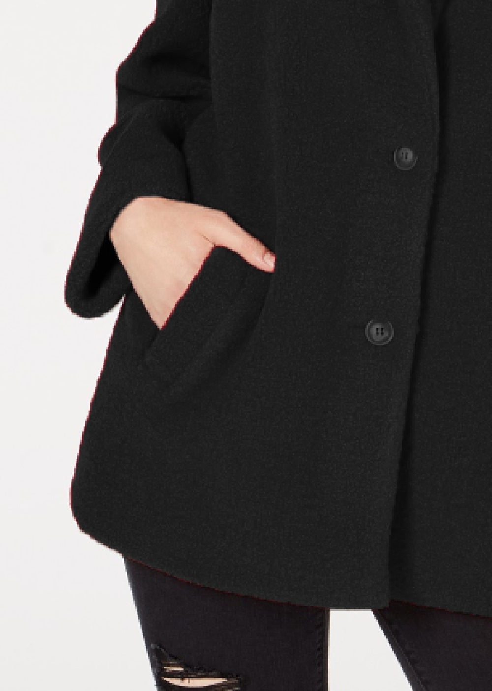 Coleção B Juniors Faux-Faux Coat Preto Tamanho 2 Extra Grande