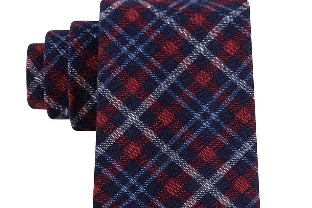 Gravata xadrez clássica masculina Tommy Hilfiger Boston vermelha tamanho regular