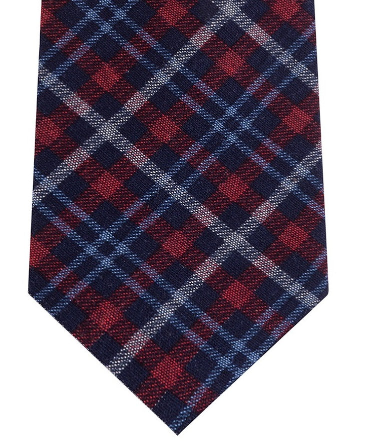 Gravata xadrez clássica masculina Tommy Hilfiger Boston vermelha tamanho regular