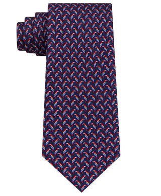 Gravata de seda Tommy Hilfiger pequena Parrot masculina, tamanho azul marinho, regular
