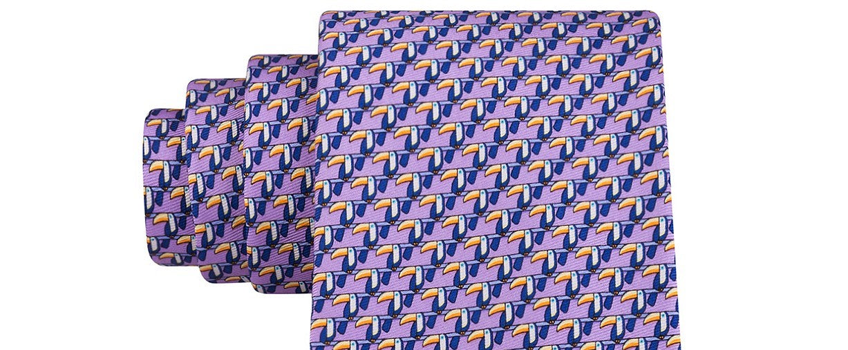 Gravata Tommy Hilfiger Masculina Classic Small Toucan Silk Twill Roxa Tamanho Regular