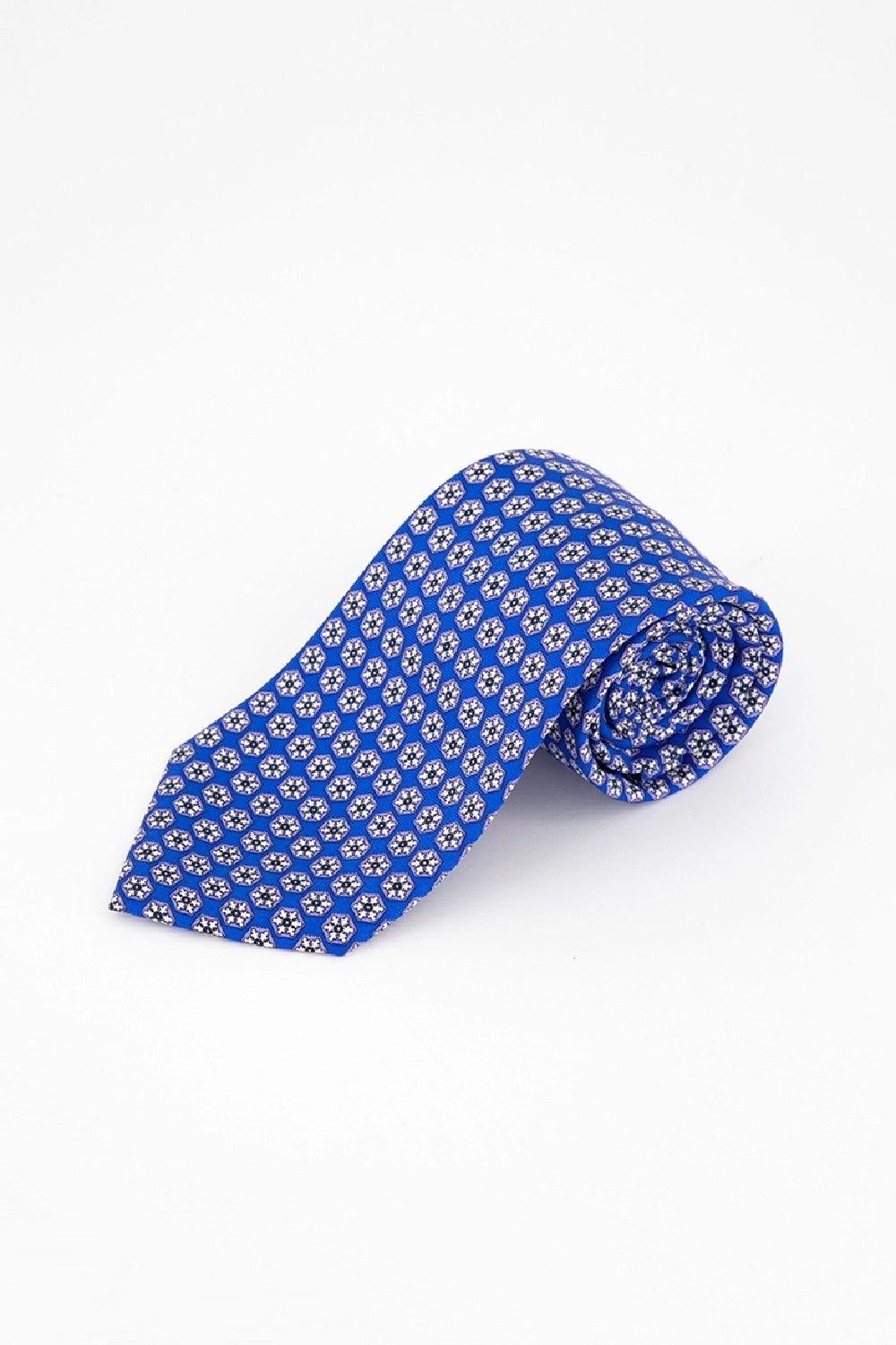 Gravata Tommy Hilfiger Masculina Classic Snowflake em Sarja de Seda Pura Azul Tamanho Regular