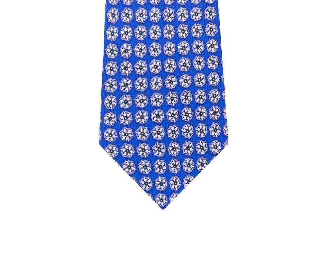 Gravata Tommy Hilfiger Masculina Classic Snowflake em Sarja de Seda Pura Azul Tamanho Regular