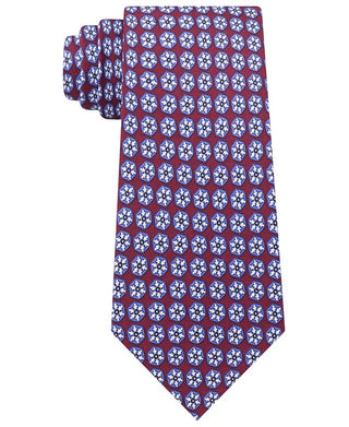 Gravata Tommy Hilfiger Masculina Classic Snowflake em Sarja de Seda Pura Vermelha Tamanho Regular
