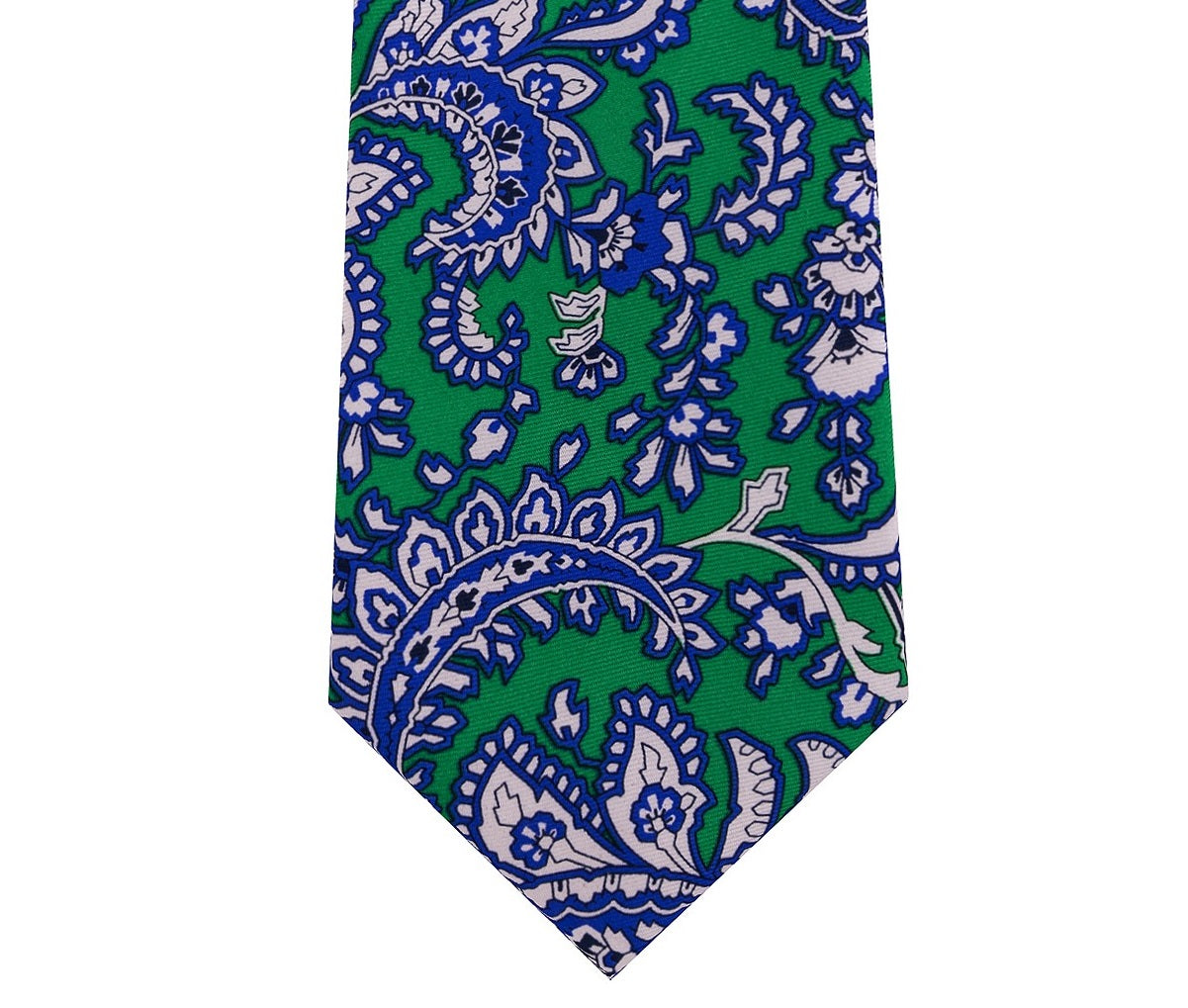 Gravata de seda Tommy Hilfiger Central Paisley masculina, verde, tamanho regular