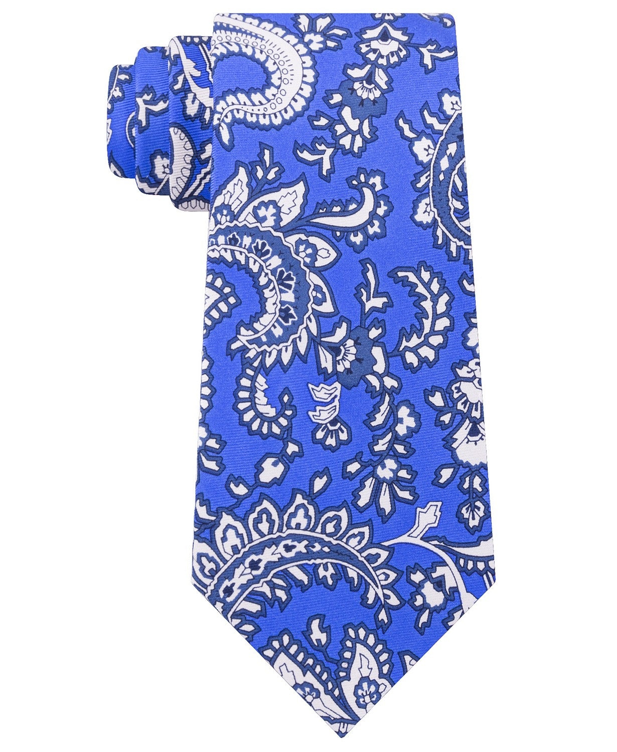 Gravata de seda Tommy Hilfiger Central Paisley masculina, tamanho azul marinho, regular