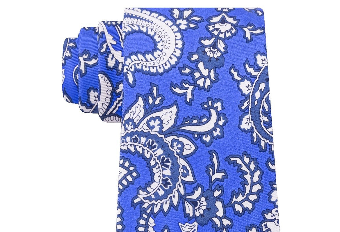 Gravata de seda Tommy Hilfiger Central Paisley masculina, tamanho azul marinho, regular
