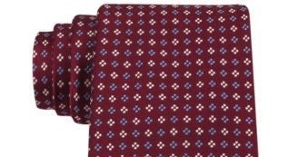 Gravata Tommy Hilfiger Square Neat Vermelha Tamanho Regular