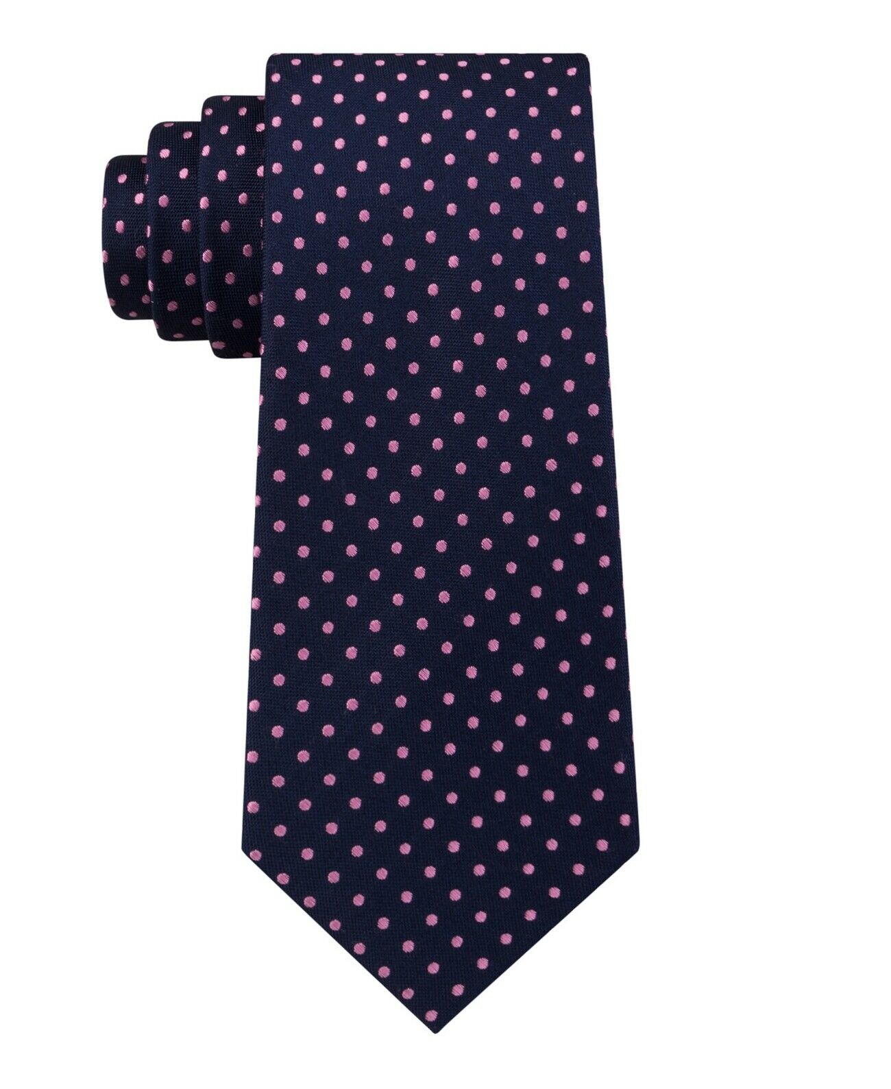 Gravata de seda Tommy Hilfiger masculina com bolinhas rosa tamanho regular