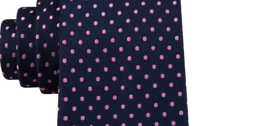 Gravata de seda Tommy Hilfiger masculina com bolinhas rosa tamanho regular