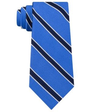 Gravata de seda listrada Tommy Hilfiger masculina, tamanho azul marinho, regular