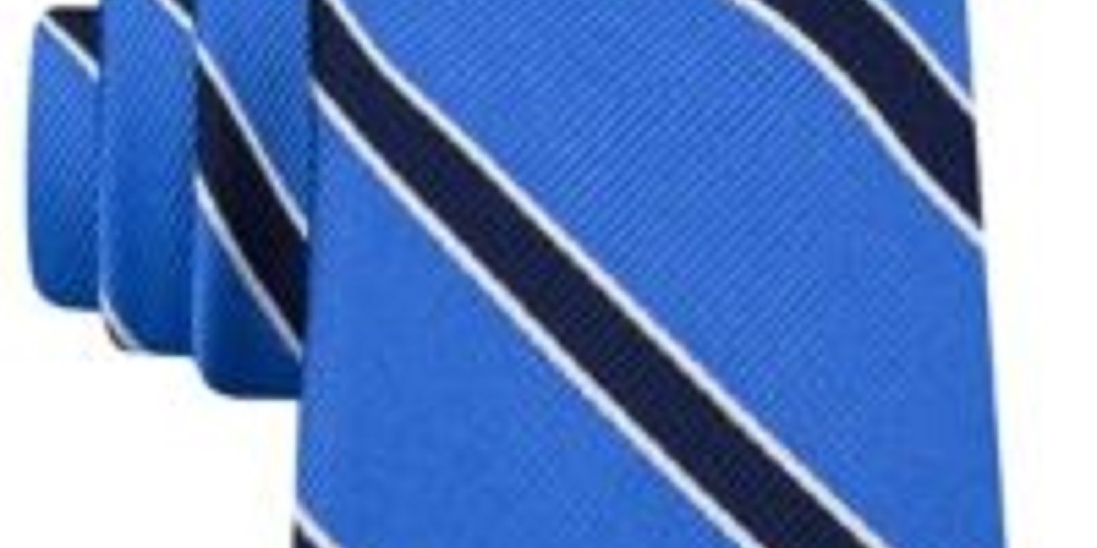 Gravata de seda listrada Tommy Hilfiger masculina, tamanho azul marinho, regular