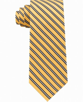 Gravata de seda listrada tricolor masculina Tommy Hilfiger, amarela, tamanho regular