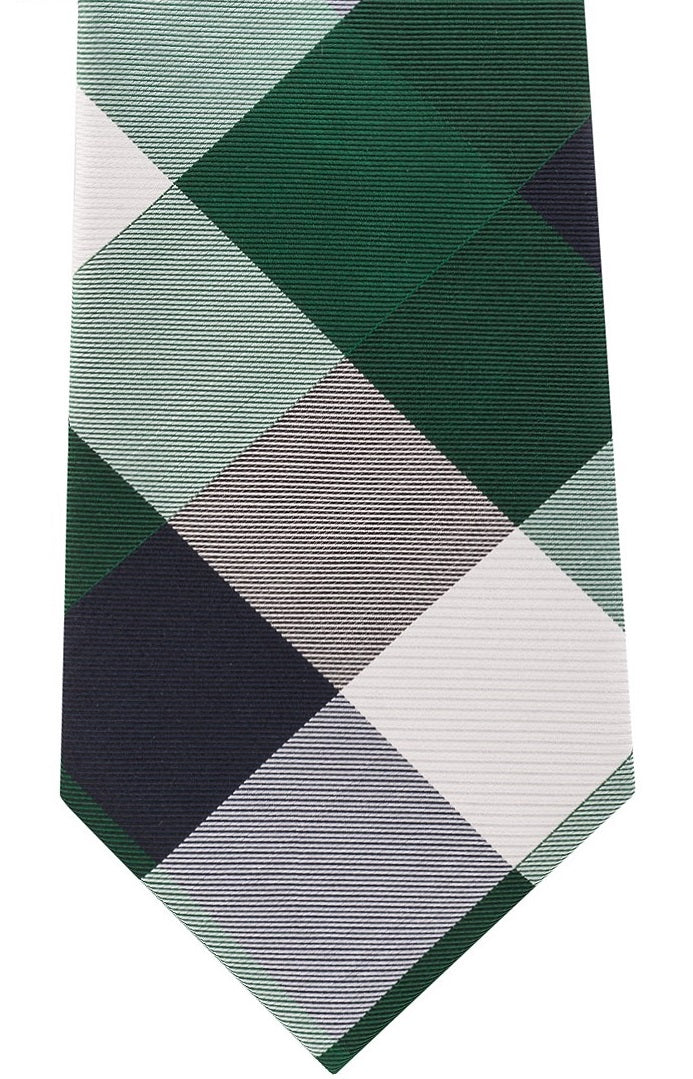 Gravata de seda xadrez Tommy Hilfiger masculina, azul, tamanho regular