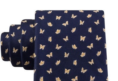 Gravata de seda borboleta Tommy Hilfiger masculina, tamanho regular, amarela