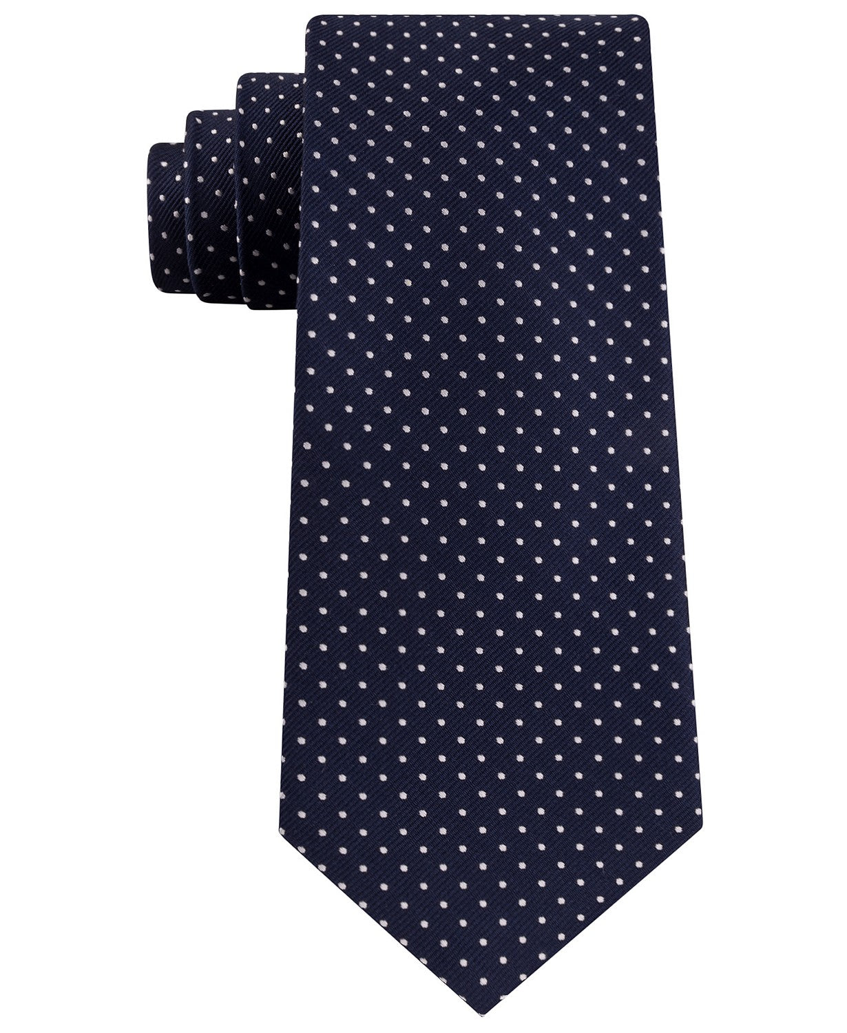 Gravata de seda Tommy Hilfiger Preppy Classic Dot Masculina Preta Tamanho Regular