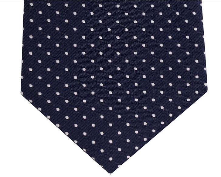 Gravata de seda Tommy Hilfiger Preppy Classic Dot masculina, tamanho azul marinho, regular