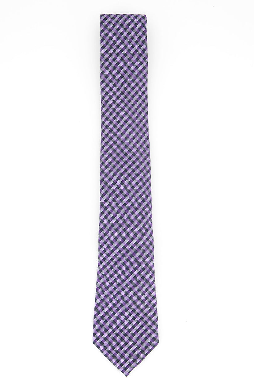 Gravata xadrez texturizada clássica masculina Tommy Hilfiger, roxa, tamanho regular