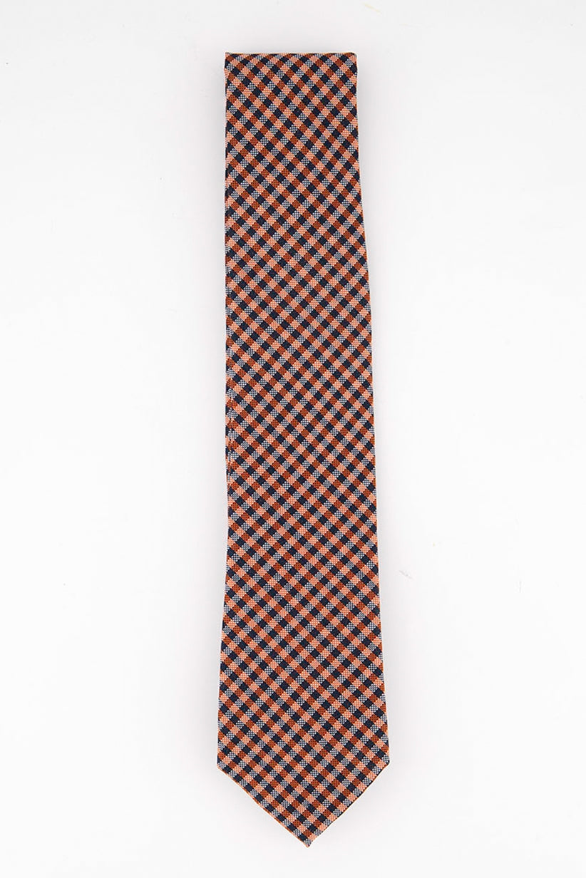 Gravata xadrez texturizada clássica masculina Tommy Hilfiger laranja tamanho único