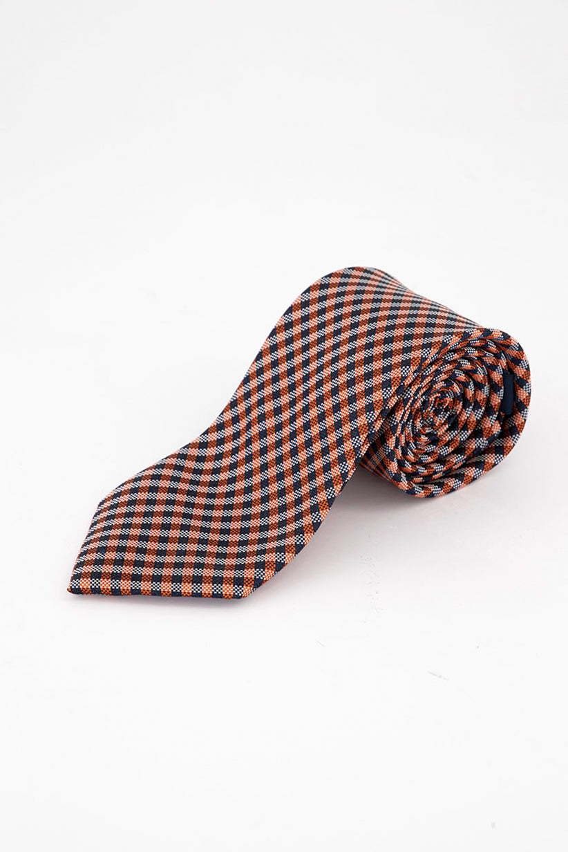 Gravata xadrez texturizada clássica masculina Tommy Hilfiger laranja tamanho único