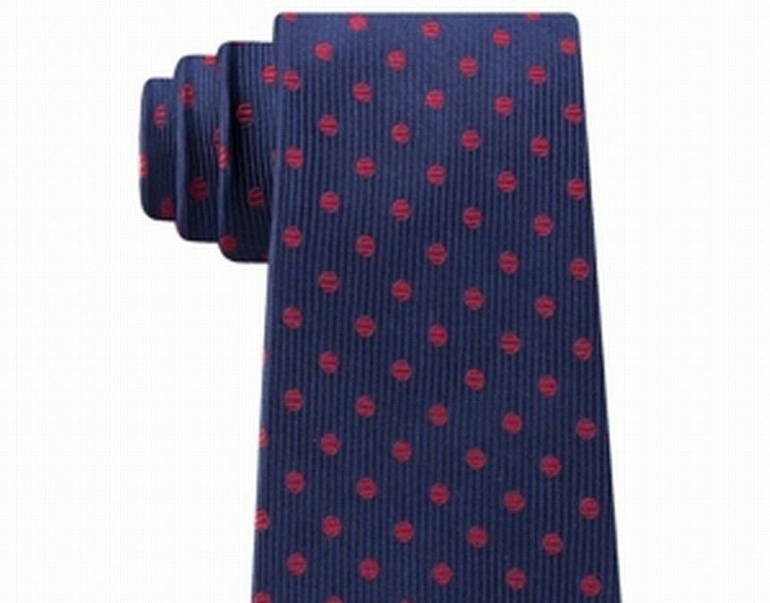 Gravata Tommy Hilfiger Masculina Mont Classic Dot Stripe Vermelha Tamanho Regular