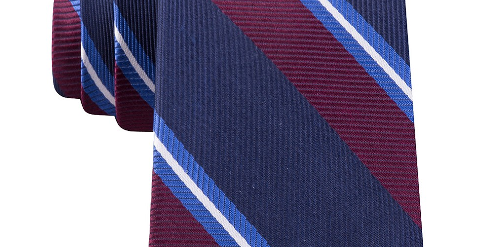 Gravata Tommy Hilfiger Village Classic Stripe Masculina Azul Tamanho Regular