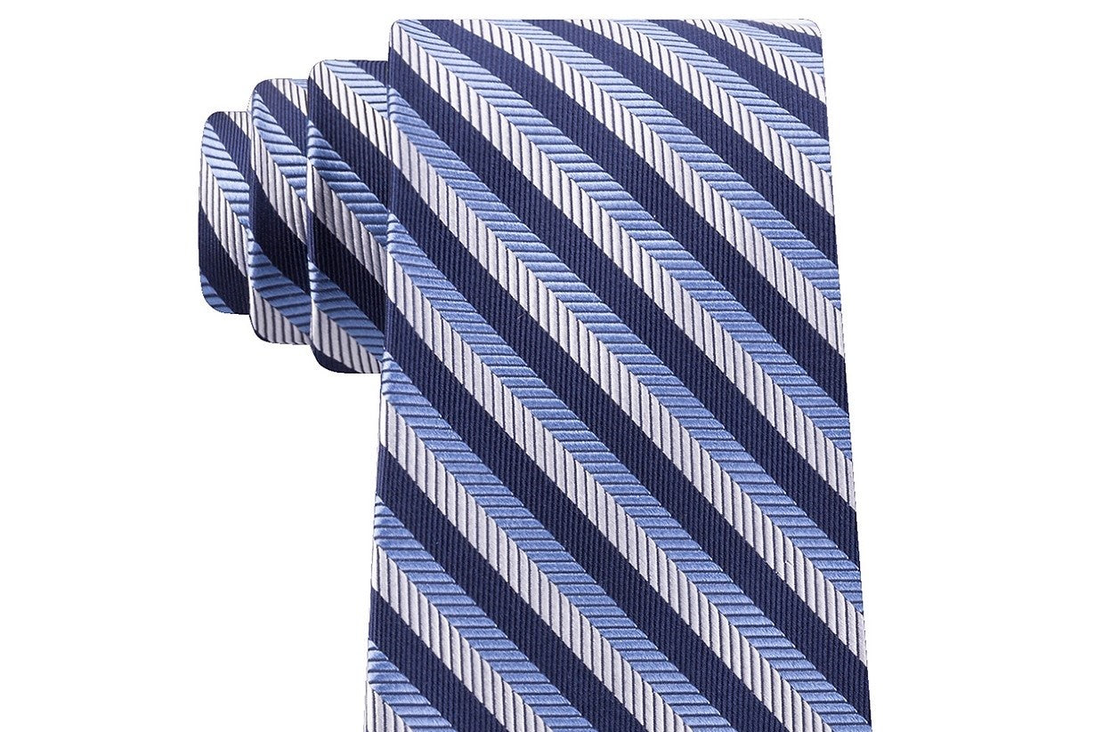 Gravata de seda listrada texturizada clássica Tommy Hilfiger Village Masculina Azul Tamanho Regular