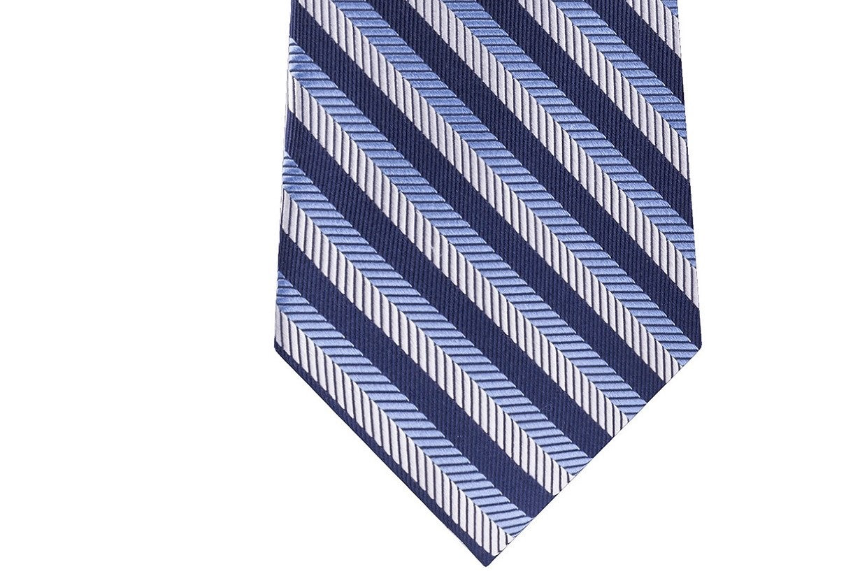 Gravata de seda listrada texturizada clássica Tommy Hilfiger Village Masculina Azul Tamanho Regular