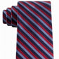 Gravata de seda listrada texturizada clássica Tommy Hilfiger Village Masculina, vermelha escura, tamanho regular