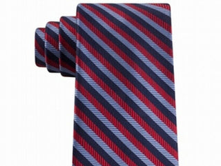 Gravata de seda listrada texturizada clássica Tommy Hilfiger Village Masculina, vermelha escura, tamanho regular
