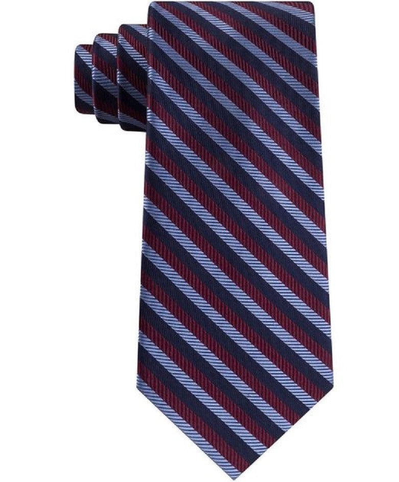 Gravata de seda listrada texturizada clássica Tommy Hilfiger Village Masculina, vermelha, tamanho regular