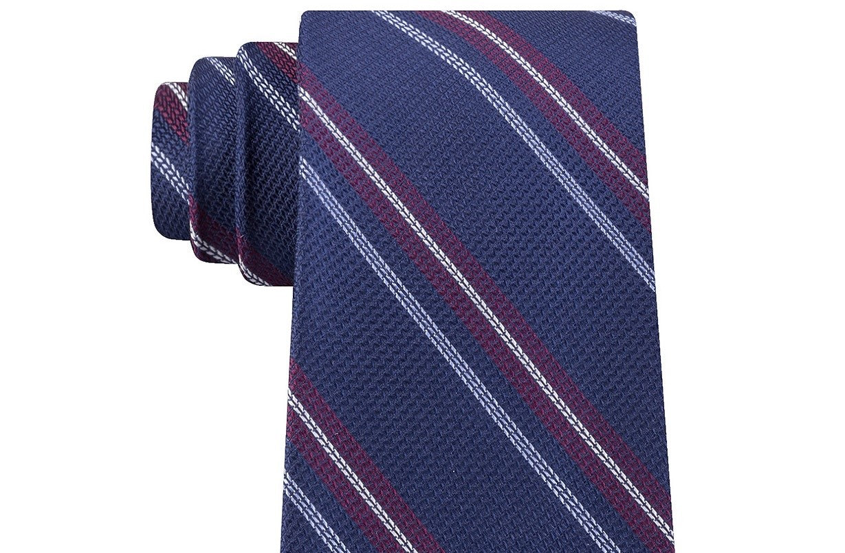Gravata listrada texturizada clássica masculina Tommy Hilfiger vermelha tamanho regular